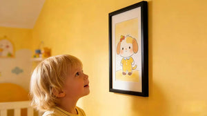 ai-art-frame-for-toddlers-kokonna-displayed-on-wall-in-child's-room