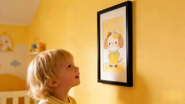 ai-art-frame-for-toddlers-kokonna-displayed-on-wall-in-child's-room