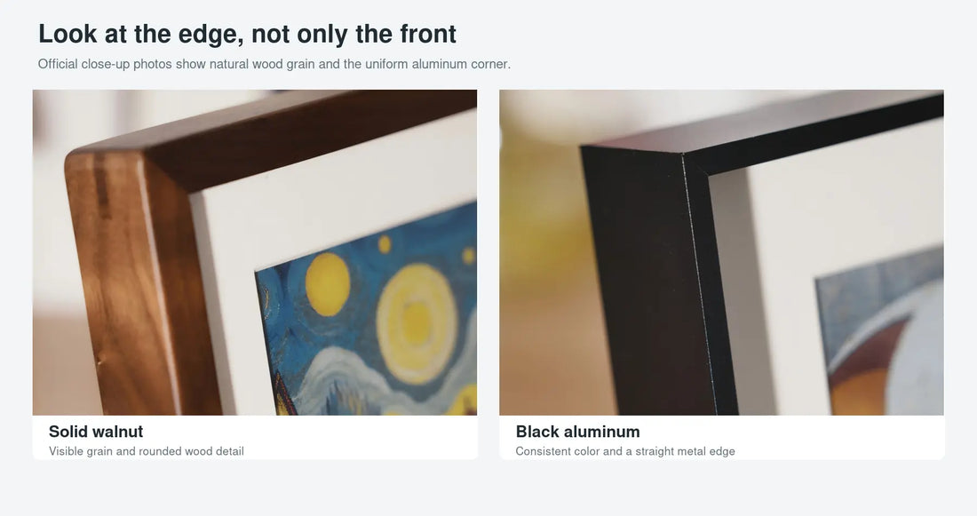 Walnut vs Aluminum Digital Art Frame: Which Finish Fits Your Home? KoKonna