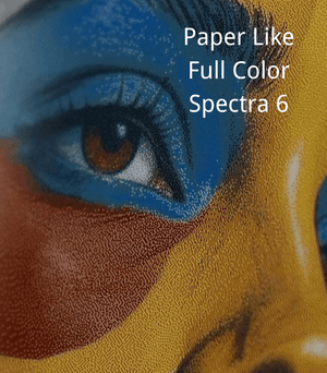 Modern living room decor featuring glare-free Kokonna E-ink digital picture frame hanging on wall without visible cables or wires