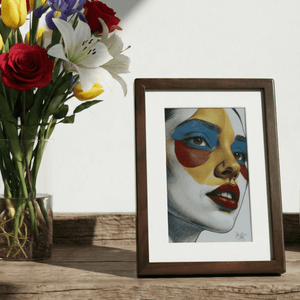 Close up detail of E Ink Spectra 6 color electronic paper display texture looking like real matte canvas print not a digital screen