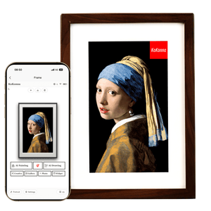 Kokonna Spectra™ 6 色电子墨水框架 |无线AI艺术（实心黑胡桃木）系列