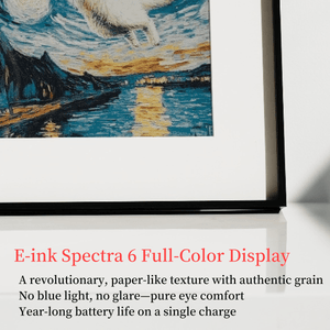 Kokonna 28.5" Large E-Ink Gallery Frame | Wire-Free Museum-Quality Display | Black Aluminum